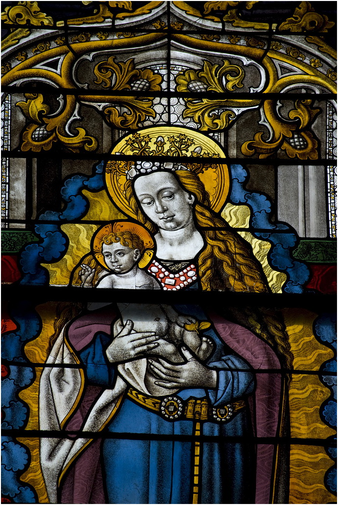 The Madonna and Child Stain glass inside